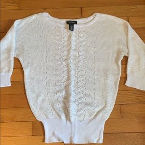 WHBM White Sparkle Sweater, Small